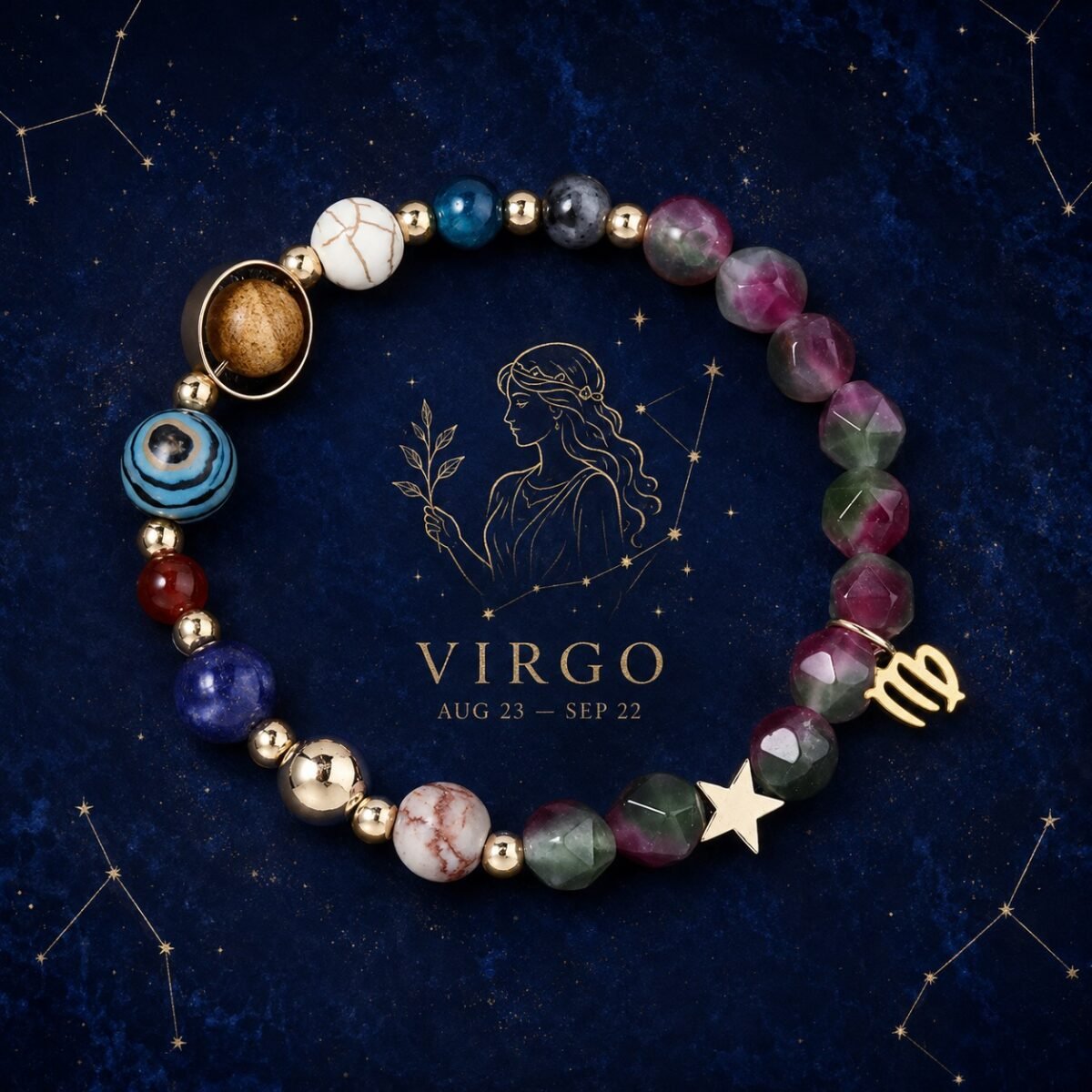 Virgo Vitality Zodiac Faceted Crystal Bracelet
