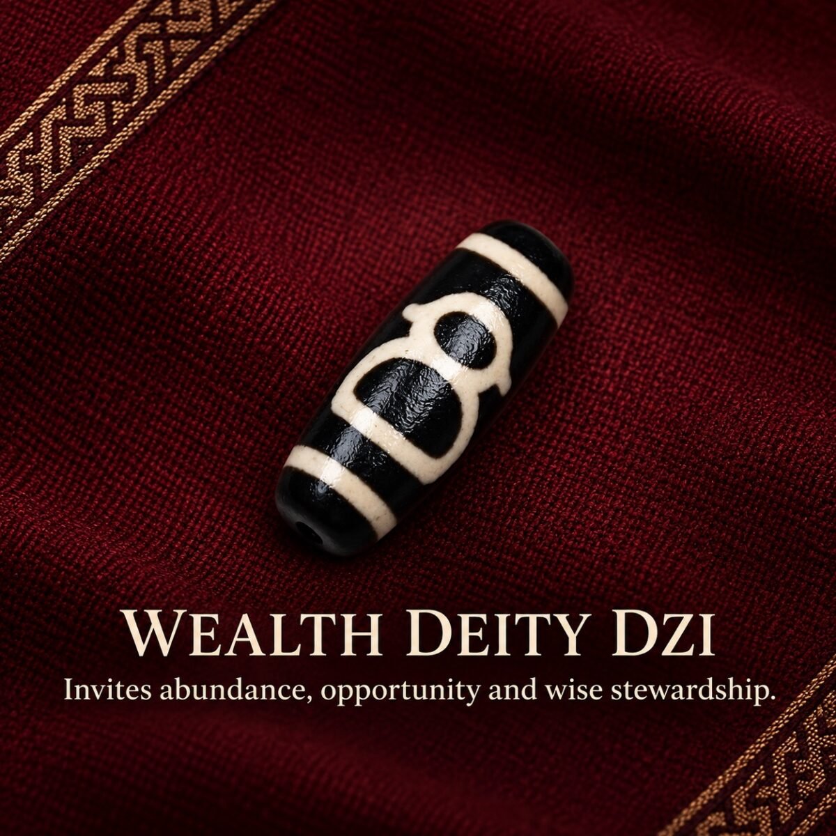 wealth-deity-dzi-v2 Tibetan Dzi Bead for DIY Mala — 20 Sacred Motifs