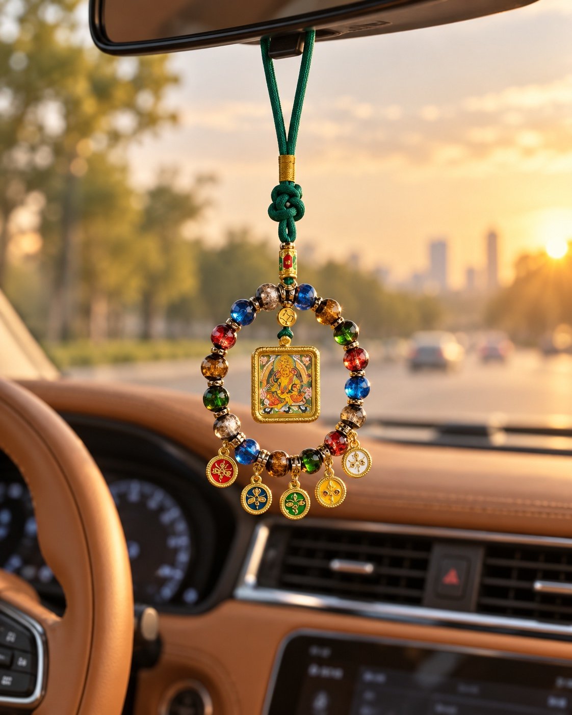 wealth-guardian-car-interior Tibetan Wealth Guardian Car Charm