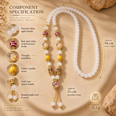 White Agate Thangka Clarity Pendant Chain