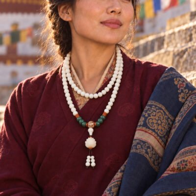 White Jade Bodhi 108-Bead Mala