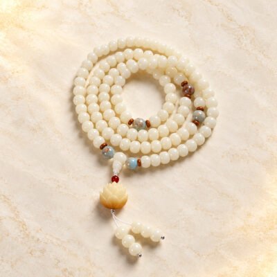 White Jade Bodhi 108-Bead Mala