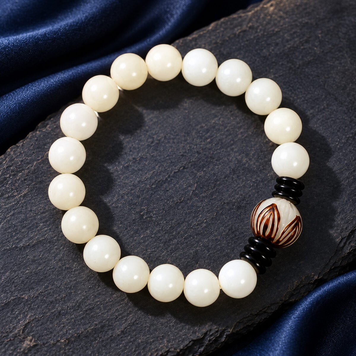 White Jade Bodhi Accent Bracelet Collection