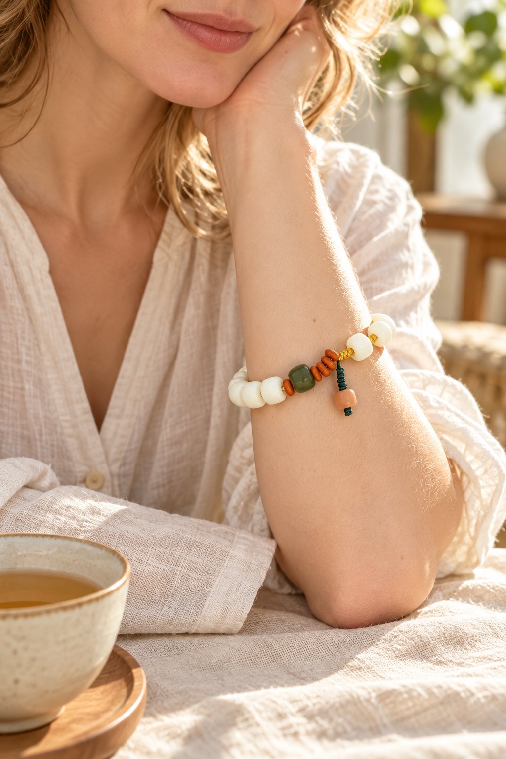 White Jade Bodhi Accent Bracelet Collection