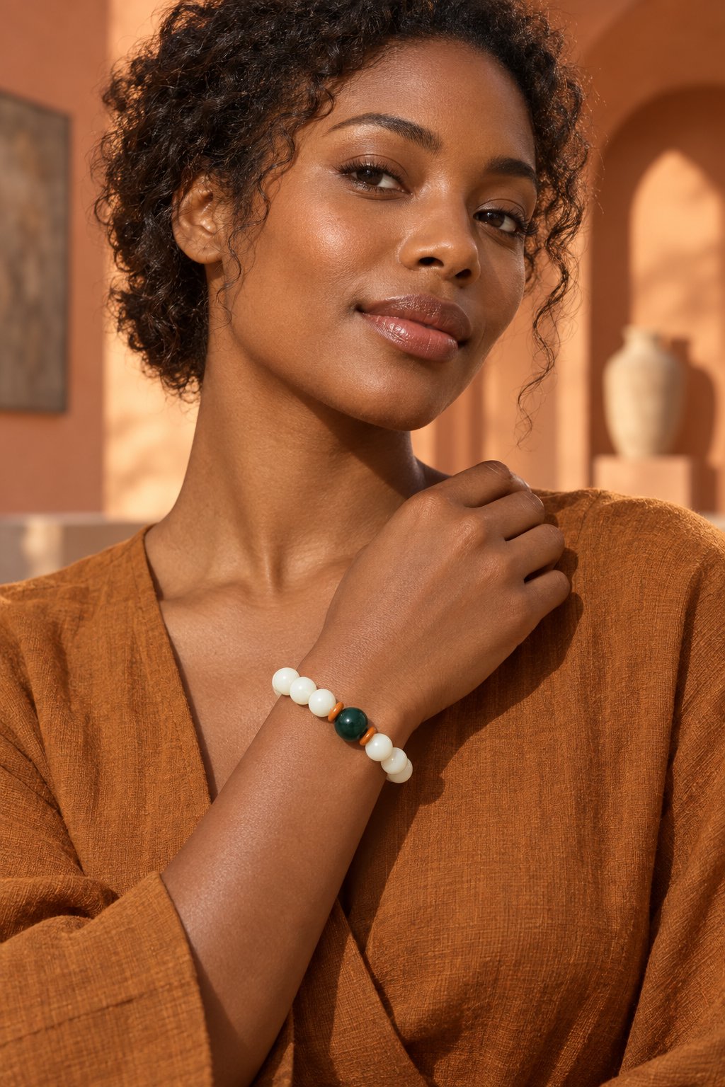 White Jade Bodhi Accent Bracelet Collection