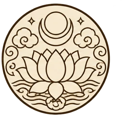 White moon and lotus motif