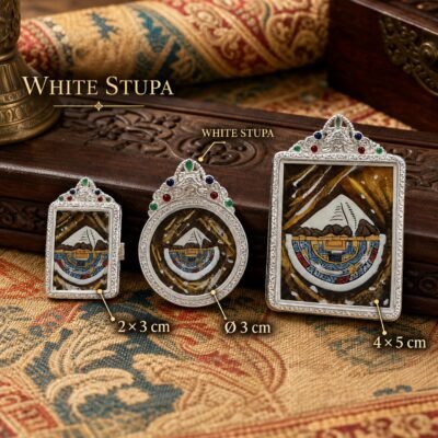 white-stupa-size-guide Hand-Painted Mount Kailash Thangka Pendant