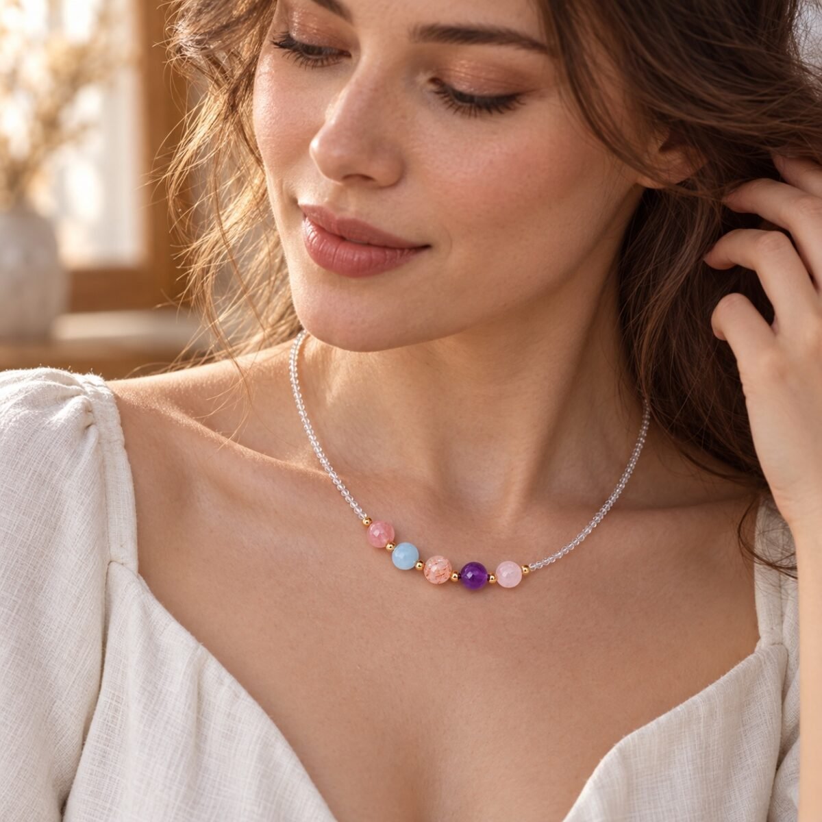 Minimalist Adjustable Crystal Collarbone Necklace