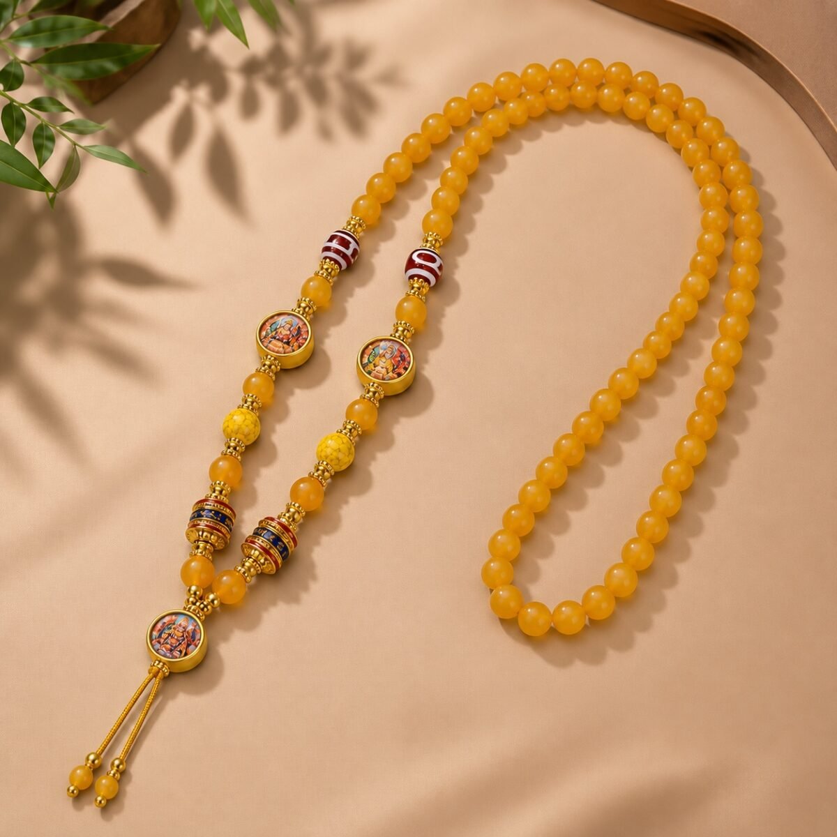 yellow-agate-thangka-wealth-pendant-chain-01-main-v2 Yellow Agate Thangka Wealth Pendant Chain