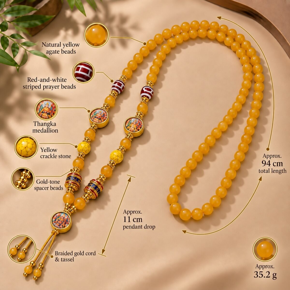 yellow-agate-thangka-wealth-pendant-chain-04-components-v2 Yellow Agate Thangka Wealth Pendant Chain