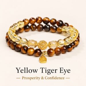 Sunlit Prosperity Tiger Eye & Citrine Bracelet - Double Loop - 6mm