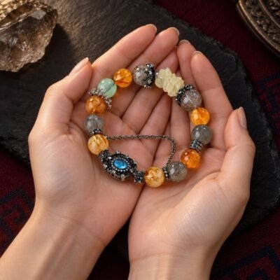 Dark Crystal Protective Eye Statement Bracelet