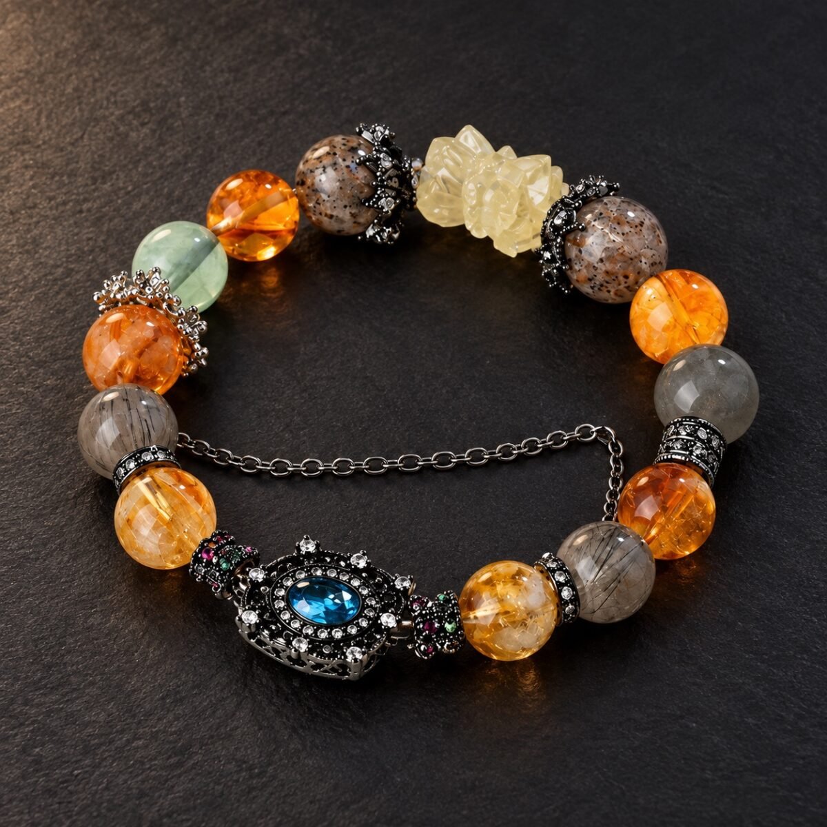 Dark Crystal Protective Eye Statement Bracelet