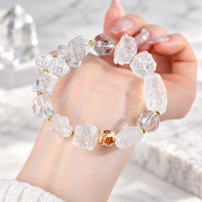 Clear Crystal Carved Guardian Bracelet