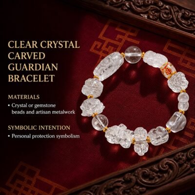 Clear Crystal Carved Guardian Bracelet