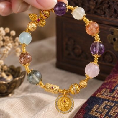 z1730083-gold-medallion-multigem-intention-bracelet-07-held Gold Medallion Multigem Intention Bracelet