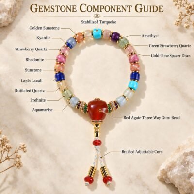 Tibetan Multigemstone Prayer Bracelet
