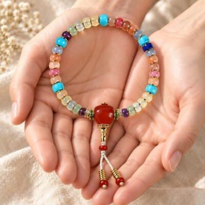 Tibetan Multigemstone Prayer Bracelet