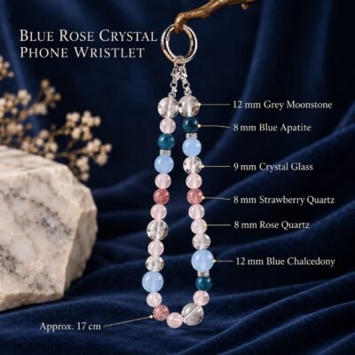 Blue & Rose Crystal Phone Wristlet
