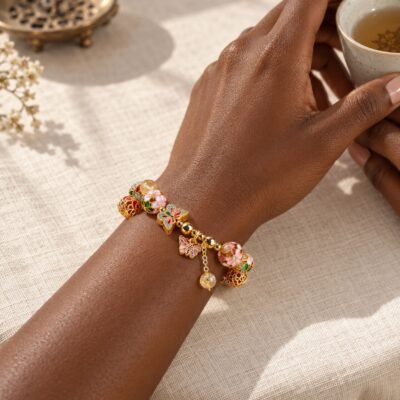 Cloisonné Butterfly Crystal Bracelet