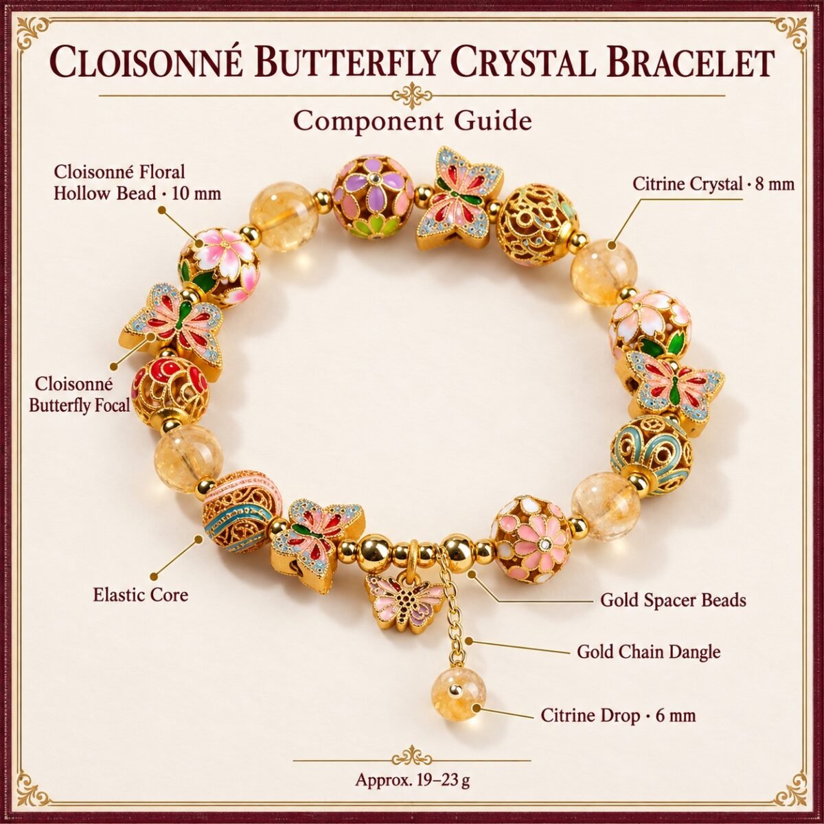 Cloisonné Butterfly Crystal Bracelet