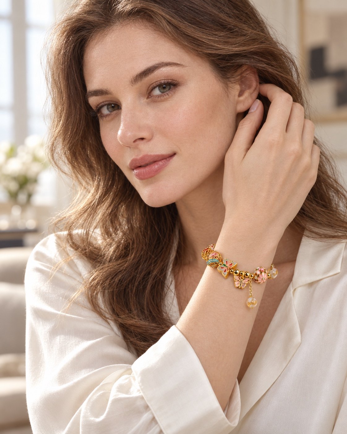 Cloisonné Butterfly Crystal Bracelet