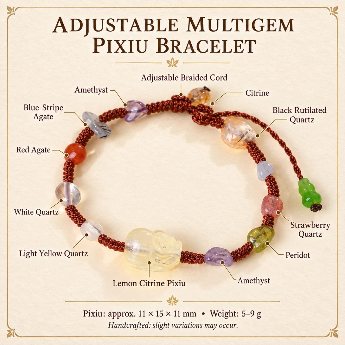 Citrine Pixiu Multigem Intention Bracelet