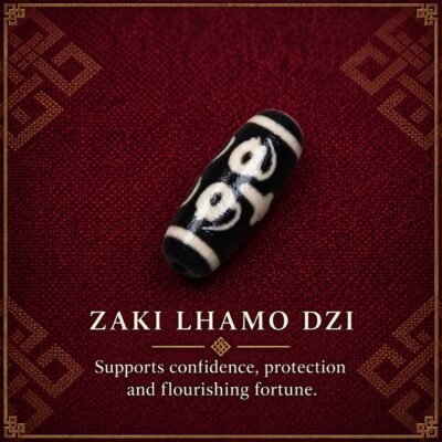 zaki-lhamo-dzi-v2 Tibetan Dzi Bead for DIY Mala — 20 Sacred Motifs