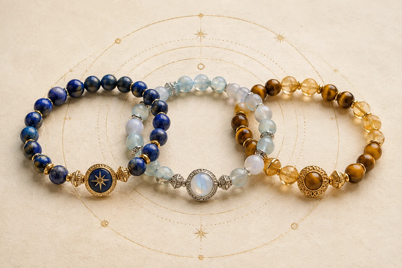 Zodiac crystal wrap bracelets editorial image