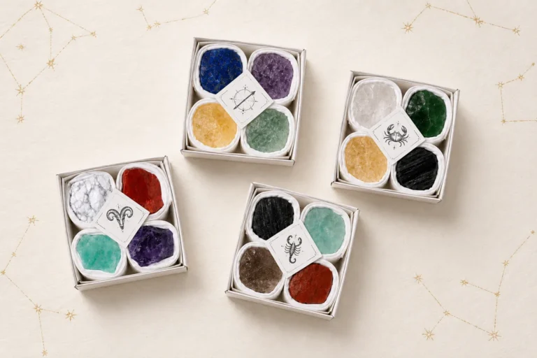 zodiac four raw crystal gift sets editorial