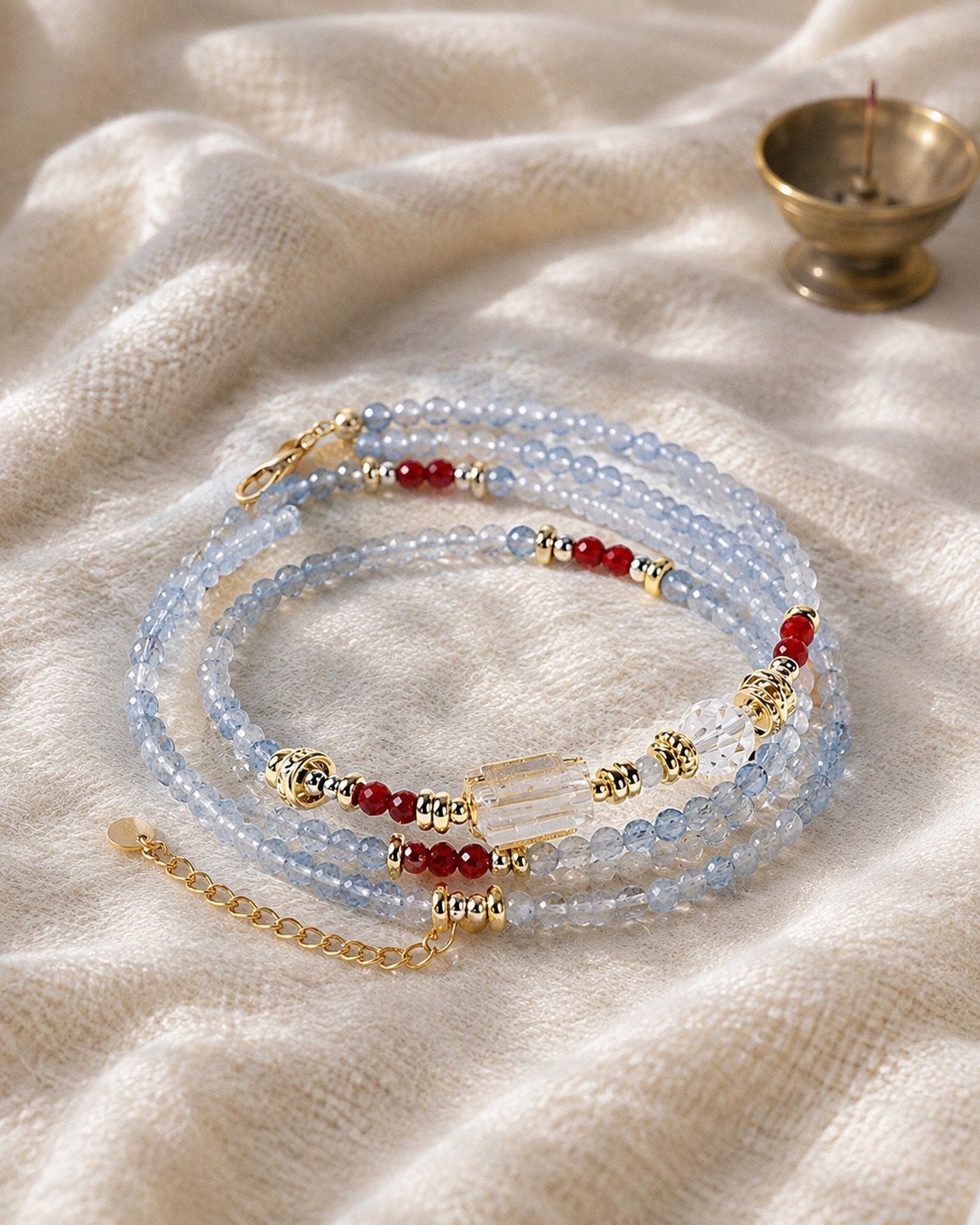 Aries crystal bracelet on ceramic tray